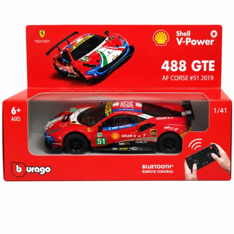 Burago: Ferrari 488 GTE AF Corse #51 2019 Bluetooth írányítású játék autó 1/41
