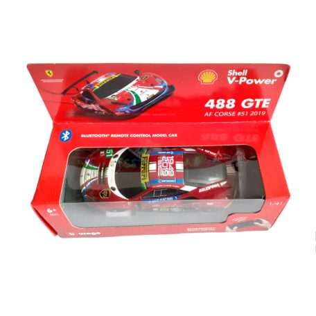 Burago: Ferrari 488 GTE AF Corse #51 2019 Bluetooth írányítású játék autó 1/41