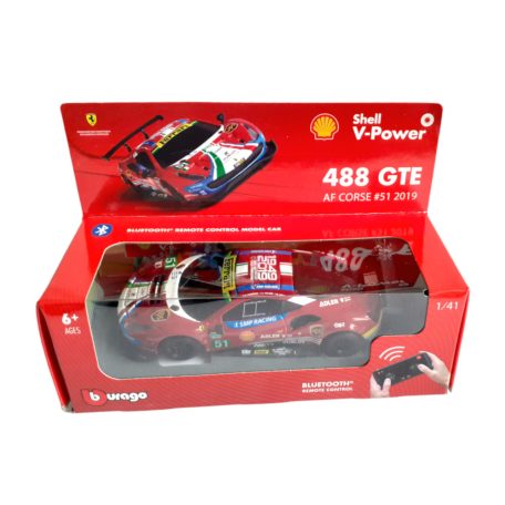 Burago: Ferrari 488 GTE AF Corse #51 2019 Bluetooth írányítású játék autó 1/41