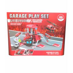   Garage Play Set - Tűzoltó állomás játékkészlet 4 járművel (46db-os)