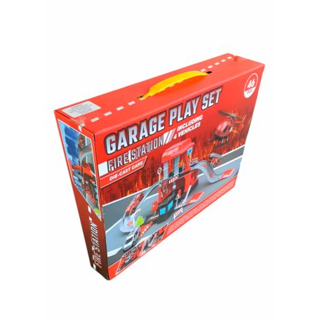 Garage Play Set - Tűzoltó állomás játékkészlet 4 járművel (46db-os)