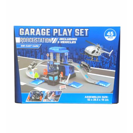 Garage Play Set - Rendőr állomás játékkészlet 3 járművel (45db-os)