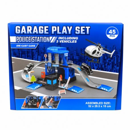 Garage Play Set - Rendőr állomás játékkészlet 3 járművel (45db-os)