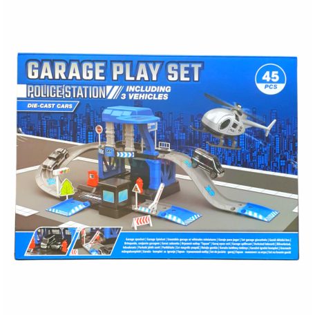 Garage Play Set - Rendőr állomás játékkészlet 3 járművel (45db-os)